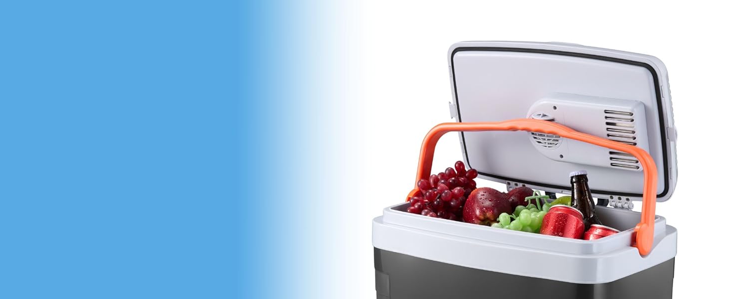 cooler with lid propped open using handle and catch