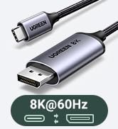 UGREEN USB C to DisplayPort Cable 2M [8K@60Hz, 4K@240Hz, 2K@240Hz], DP1.4, Thunderbolt to DP Cabl...