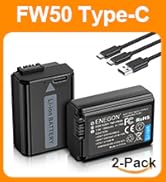 ENEGON 2-Pack NP-FW50 Replacement Battery and Smart LED Dual Charger Compatible with Sony Alpha A...