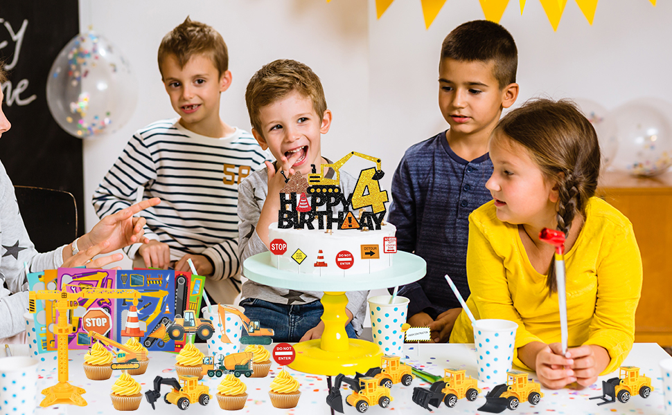 Construction 4th Birthday Party Decoration