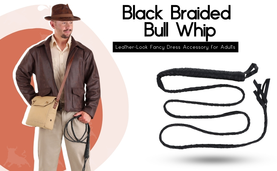Black Braided Bull Whip