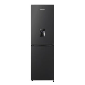 Fridgemaster MC55251DEB 55cm Freestanding 256 litre 50/50 Fridge Freezer with Non-plumbed Water Dispenser - Frost Free - LED Lighting- 4 Star Freezer Rating -Black - E Rated