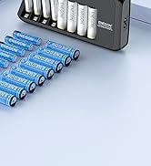 ENEGON Battery Charger (8 Slot) with 4 x 1100 mAh AAA & 4 x 2800 mAh AA Batteries, Rechargeable, ...