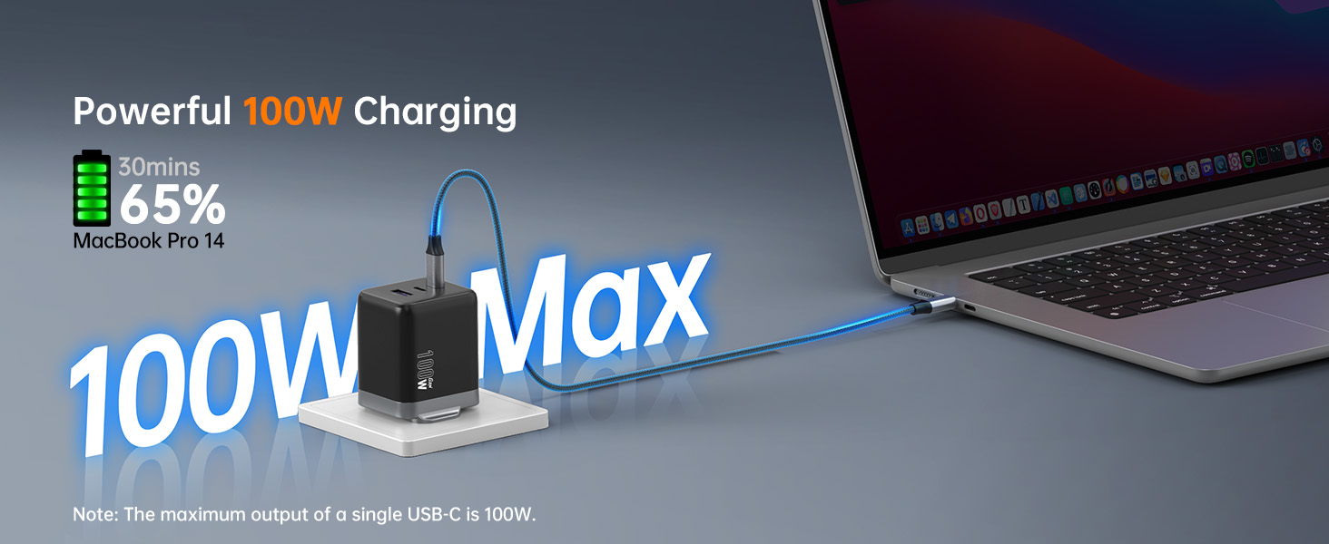 RG100 100W USB C Charger, GaN Charger Plug
