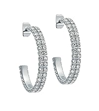 silver crystal hoop earrings