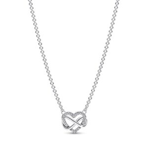 Pandora Moments Infinity heart 14k gold-plated necklace with clear cubic zirconia
