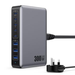 USB C Charger 300W USB C Charger Block 8-Ports GaN IV Fast Charging Station