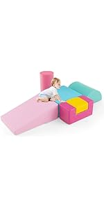 COSTWAY 6 Pieces Kids Climb and Crawl Foam Play Set, Colorful Children's Educational Software Act...