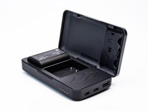 REFLEX CAMERA Dual LP-E6 Canon EOS DSLR Camera Battery Charger Box compatible with EOS 5D 6D 7D 60D 70D 80D 90D & Mirrorless R Series with SD Storage & Powerbank Function with USB C/A and Micro USB