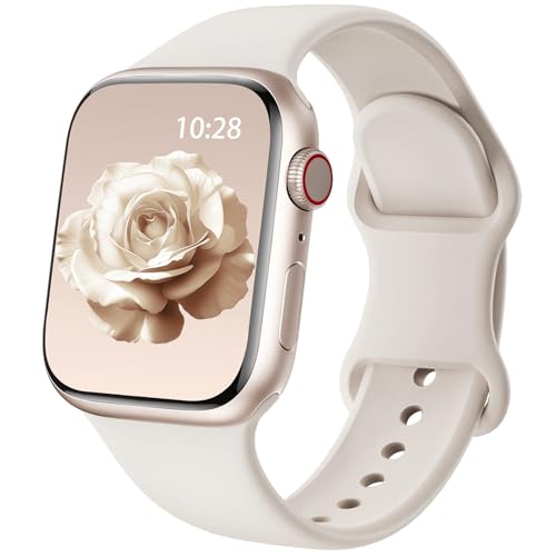 Patented Upgraded Silicone Strap Compatible with Apple Watch Straps 38mm 40mm 41mm 42mm(Series 10) for Women Men