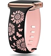 Floral Engraved Straps Compatible with Apple Watch Straps 41mm 40mm 38mm 42mm(Series 10) for Wome...