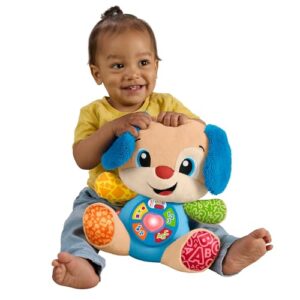 Fisher-Price Baby Learning Toy Laugh & Learn Smart Stages Puppy Musical Plush with Smart Stages for Infants Ages 6+ Months