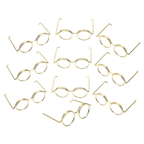 VICASKY 10pcs Doll Glasses Mini Doll Eyeglasses Doll Bulk Girl Doll Pram Doll Surprise for Doll Sunglasses Doll House Weird Plush Doll Dolls Figurines Metal Golde