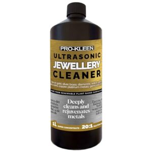 Pro-Kleen Ultrasonic Jewellery Cleaner Machine Solution 1 Litre Concentrated Fluid Makes 20L - Removes Oils Scale Dirt Suitable for Gold Silver Brass Diamonds