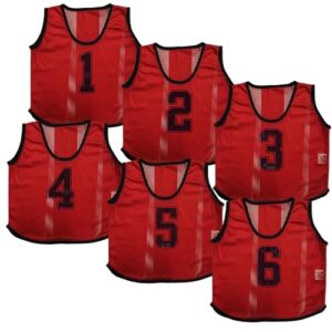 A2Z 4 Kids 6 Pack Training Bibs Sports Vests Comfortable Breathable Practice Number Football Baseball Hockey Cricket Volleyball Rugby Sports Bib for Kids 4-14 Years