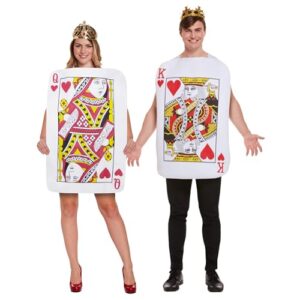 Lizzy King & Qeen of Hearts Playing Card Adult Fancy Dress Costume for Couple | Poker - Costume for adults