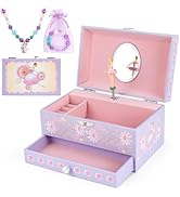 hombrima Music Jewellery Box with Drawer Necklace Bracelet, Musical Jewelry Storage Case with Spi...