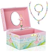 hombrima Music Jewellery Box with Drawer Necklace Bracelet, Musical Jewelry Storage Case with Spi...