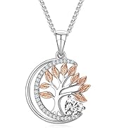 Praelinos Tree of Life Necklace for Women Birthstone Jewelry 18K White/Rose Gold Plated Silver To...