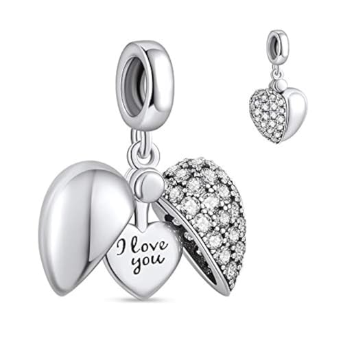NINGAN 925 sterling silver Love pendant I love you dangle charm with shiny 5A zircon for women bracelet gifts to wife friends