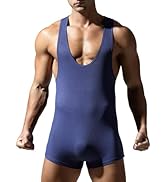 IBAKOM Men's Seamless Undershirts Tummy Control Wrestling Singlet One Piece Fitness Leotard Jumps...