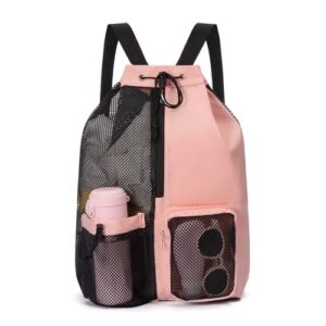 Cretosou Multifunctional Sports Bag Mesh Drawstring Backpack with Wet Pocket