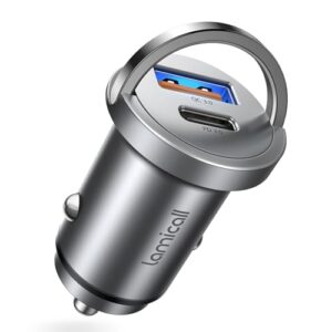 Lamicall 45W Cigarette Lighter USB C Car Charger - [2024 Super Mini All Metal] 24 V/12 V Car Charger Adapter with [45W USB C + 45W USB A]