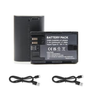 Oyomba LP-E6NH Camera Battery with Type-C Direct Charging Interface Compatible with Canon EOS R R5 R6 EOS 90D 60D 70D 80D EOS 5D II 5D III 5D IV 5Ds