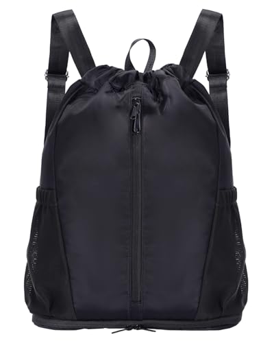Drawstring Gym Bag with Shoe Compartment