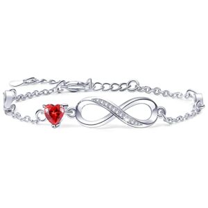Tusuzik Valentines Gifts Infinity Bracelet For Women 925 Sterling Silver Bracelet for Women with Cubic Zirconia Jewelry Gifts for Women Mom Wife