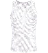 Men's Sleeveless Mesh Vest Tanks See-Through Sheer Fishnet Muscle Tee Shirt Undershirt Workout Gy...