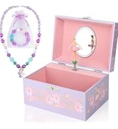 hombrima Music Jewellery Box with Necklace Bracelet, Musical Jewelry Storage Case with Spinning U...