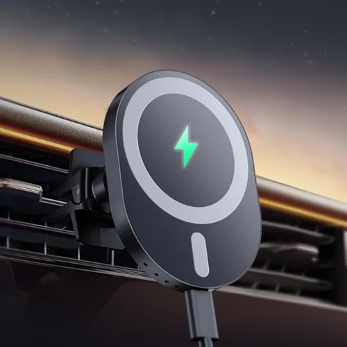 Magsafe Car Mount Charger [15W Fastest Charging Speed&16x Strongest Magnets] Car Phone Holder Wireless Charger Wireless Car Charger Magnetic Phone Holder Fits iPhone 16/15/14/13/12 Series Pro Plus Max