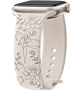 Yoohoo Floral Engraved Straps Compatible with Apple Watch Straps 38mm 40mm 41mm 42mm(Series 10) f...