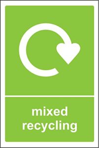 Mixed Recycling bin Sign/Sticker - Self adhesive vinyl 150mm x 100mm