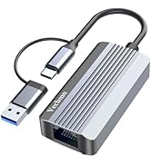 2.5G USB to Ethernet Adapter, 2 In 1 USB 3.0 to RJ45 Adapte, USB Type C 100/1000/2500Mbps LAN net...