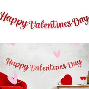Lizzy 1 x Happy Valentine's Day Foil Banner 1.5M | Red foil finished Letters Banner Garland Decorations with Hanging String for a lovely Valentines Day Occasion (1)