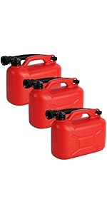 (Pack of 3) 5L Plastic Fuel Tank Cans – Durable Jerry Cans for Petrol, Diesel, and Oil Storage wi...