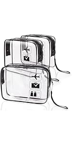 Cretosou 3 Pcs Clear Travel Toiletries Bag Makeup Bag with Wrist Strap, Toiletry Bag Cosmetic Bag...