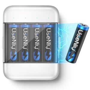 Rechargeable Lithium AA Batteries 4-Pack with Charger
