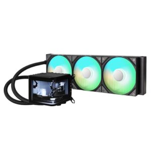 TRYX Panorama 360 ARGB Black 360mm AIO 6.5'' AMOLED Curved Screen 3D Anamorphic Effect Display Customizable AIO Cooler 360mm Asetek 8th Gen 320w TDP ARGB Fan Intel LGA 1851/1700/1200/115X AMD AM5/AM4