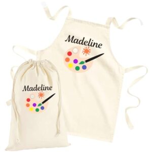 Hoolaroo Personalised Painting Apron And Bag Set School Kids With Name Boy or Girl Age 3-1