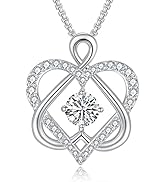 Praelinos Love Heart Pendant Necklace for Women White/Rose Gold Plated Rose Flower Silver Tone 5A...