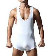 IBAKOM Men's Seamless Undershirts Tummy Control Wrestling Singlet One Piece Fitness Leotard Jumps...