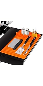 Grill Mat for Barbecue, Silicone Griddle Pad Heat Insulation Shelf Grill Side Mat Silicone BBQ Ac...