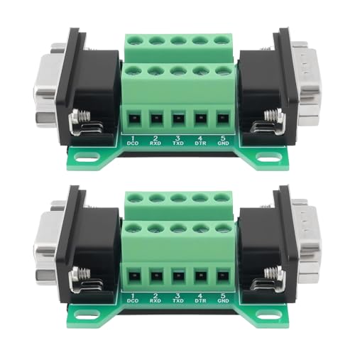 VGOL 2Pcs DB9 Male To Female Breakout Board Rs232 D-Sub Serial To 9 Pin Terminal for Automatic Industrial Control Equipment Cash Registe