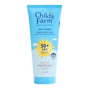 Childs Farm Kids & Baby Sun Cream SPF 50+ | UVA & UVB Very High Protection | Extra Water Resistant | Fragrance Free | Suitable for Dry