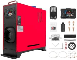 XYJBHB All-in-One Diesel Air Heater | 12V 8KW Portable Air Diesel Heaters | Parking Heater Kit | Night Diesel Heating | Quiet with Silencer LCD Remote Control | for Car Trucks Boat RV Home | Red            [Energy Class A+]