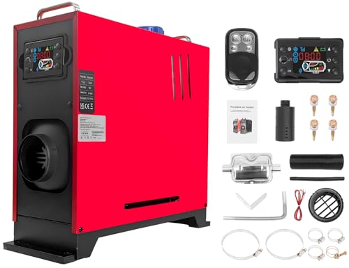 XYJBHB All-in-One Diesel Air Heater | 12V 8KW Portable Air Diesel Heaters | Parking Heater Kit | Night Diesel Heating | Quiet with Silencer LCD Remote Control | for Car Trucks Boat RV Home | Red            [Energy Class A+]
