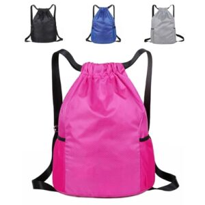 Drawstring Bags Unisex Waterproof Sports Bag Swim PE Bags Drawstring Gym Bag for School Sports Swimming Gym Travel Beach